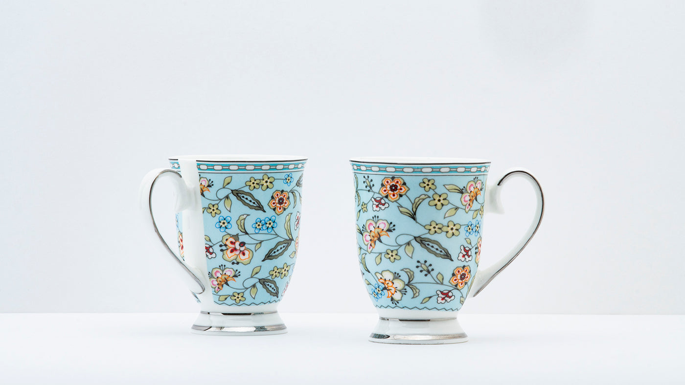 Blue Botanical Platinum Tea Service Set