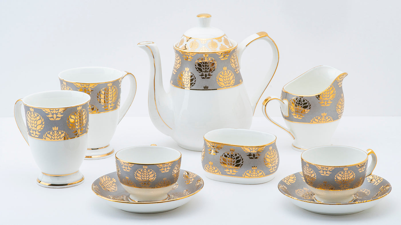 Gilded Silver footed Tea Service Set