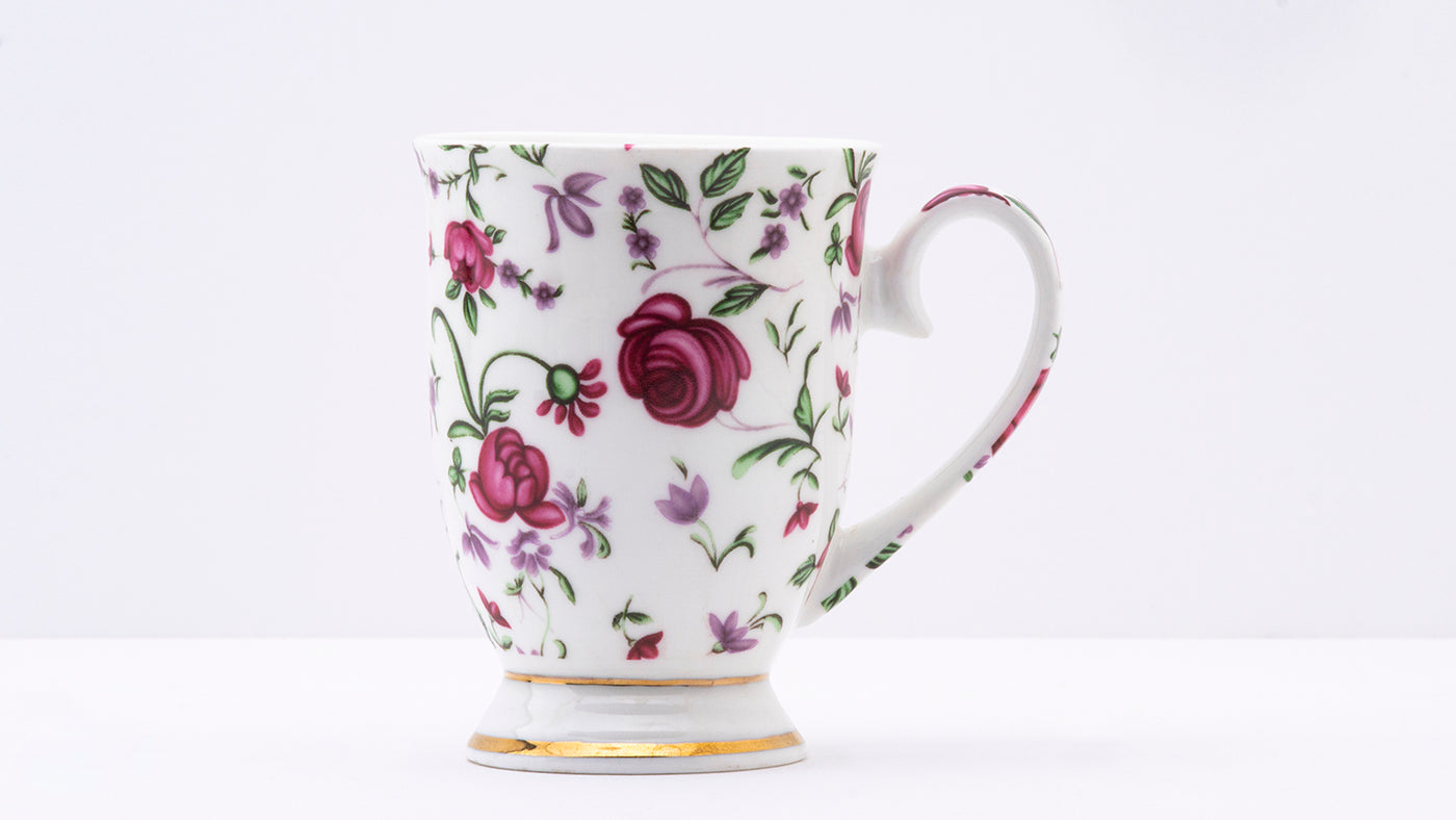 Button Rose Vine  footed mug – Set of 2