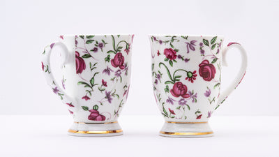 Button Rose Vine  footed mug – Set of 2