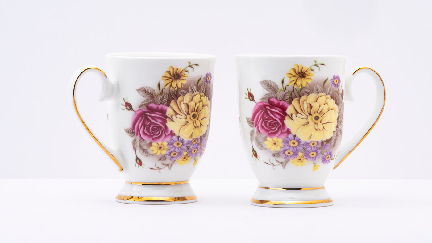 English Rose footed  mug – Set of 2