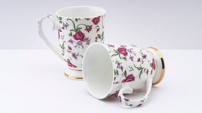 Button Rose Vine  footed mug – Set of 2