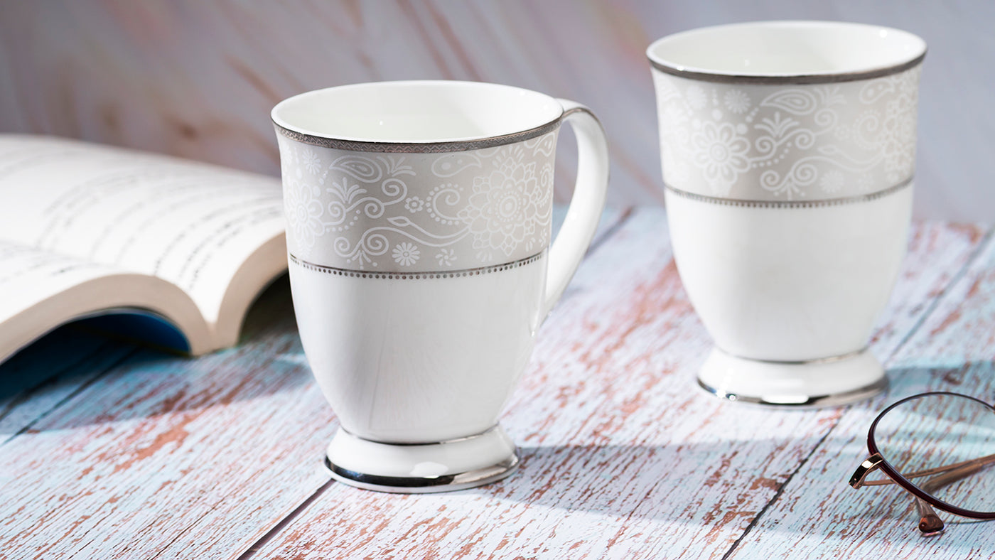 Platinum Chain footed mug – Set of 2