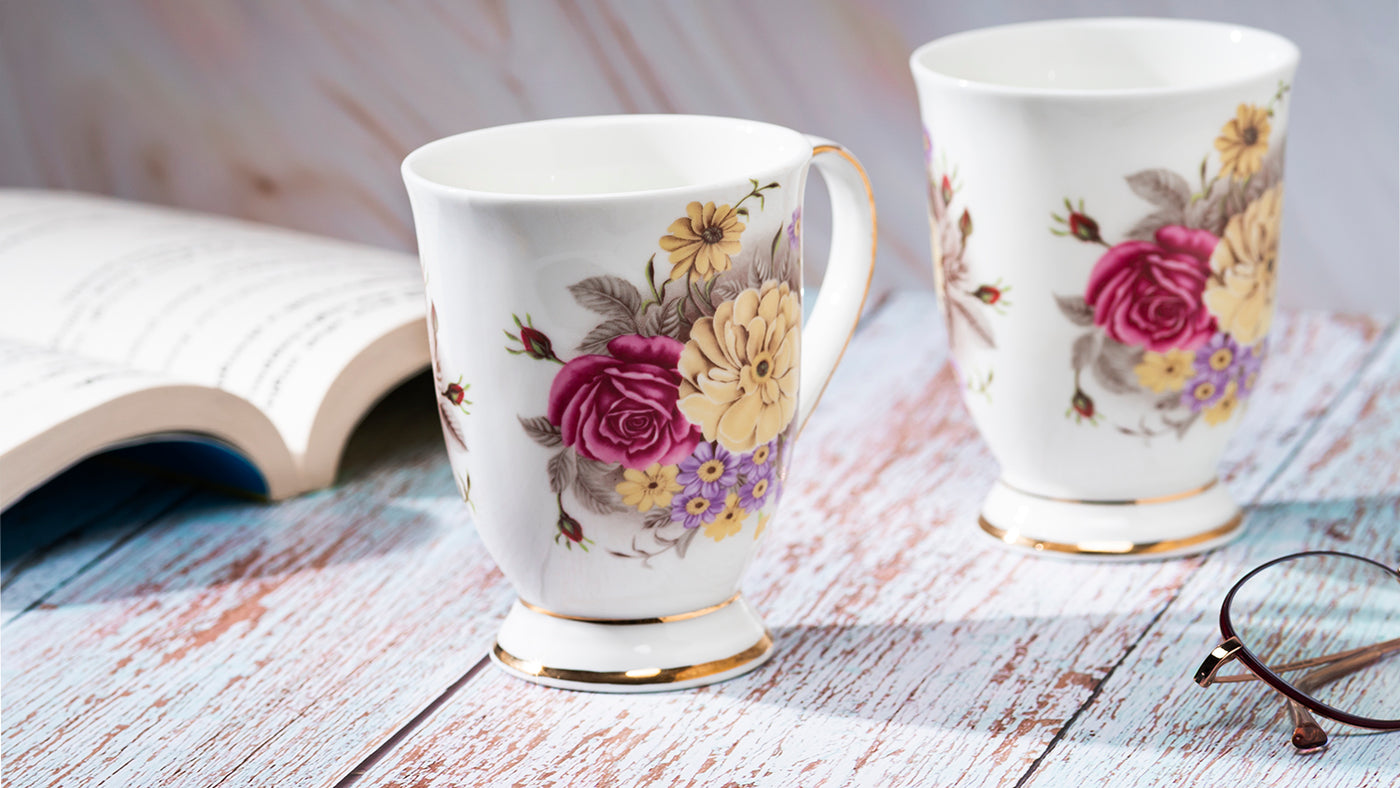 English Rose footed  mug – Set of 2