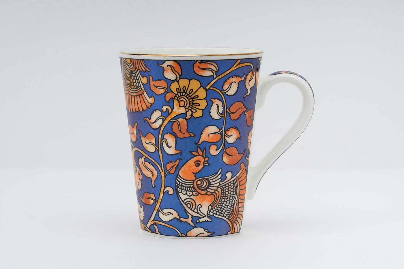 Bird in a Bush (Blue) tapered mug – Set of  2