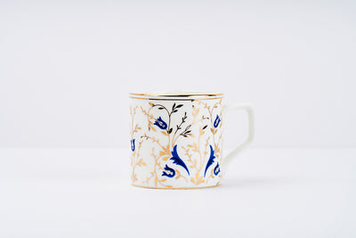 Golden Vine Tea & Coffee mugs (Blue) – Set of 6