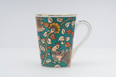 Bird in a bush (Green) tapered mug – Set of  2