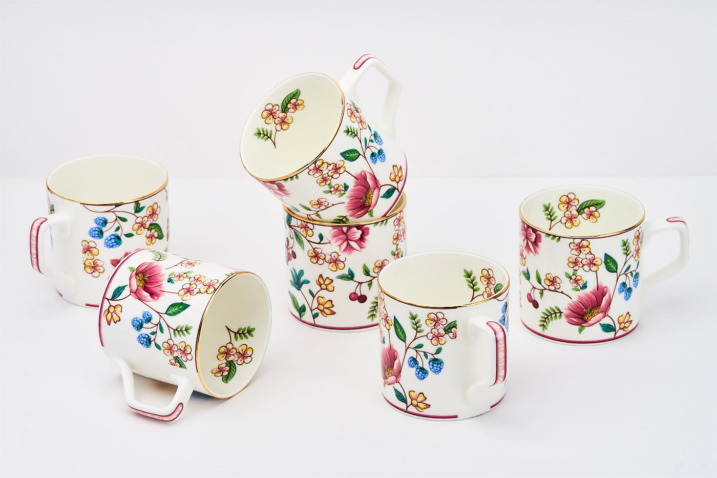 Blush Blossom ensemble tea & coffee cups - Set of 6