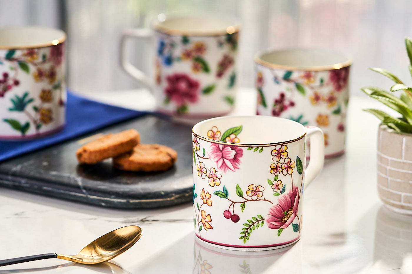 Blush Blossom ensemble tea & coffee cups - Set of 6