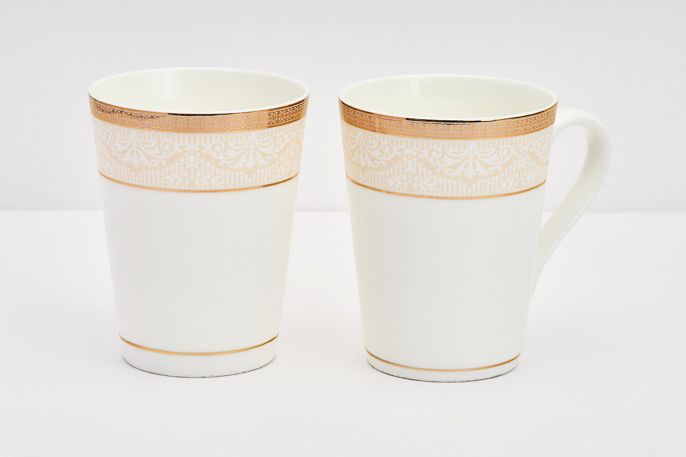 Embossed Gold Tapered Mug – Set of 2