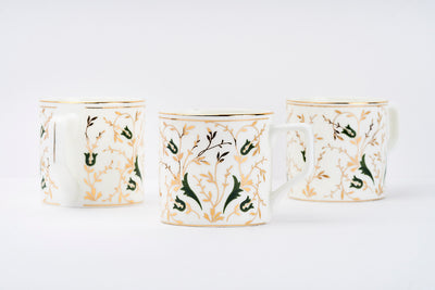 Golden Vine Tea & Coffee mugs (Green) – Set of 6