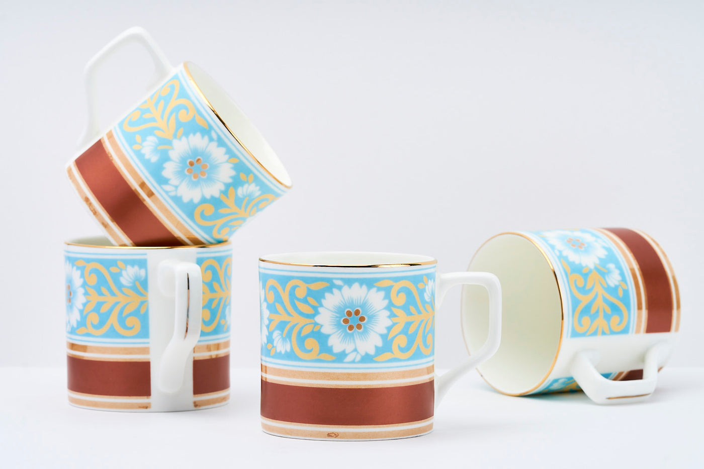 Blue & Copper tea & coffee cups - Set of 6