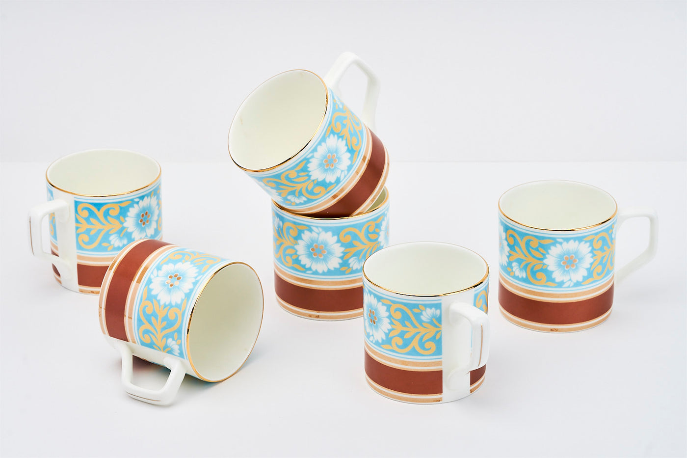 Blue & Copper tea & coffee cups - Set of 6