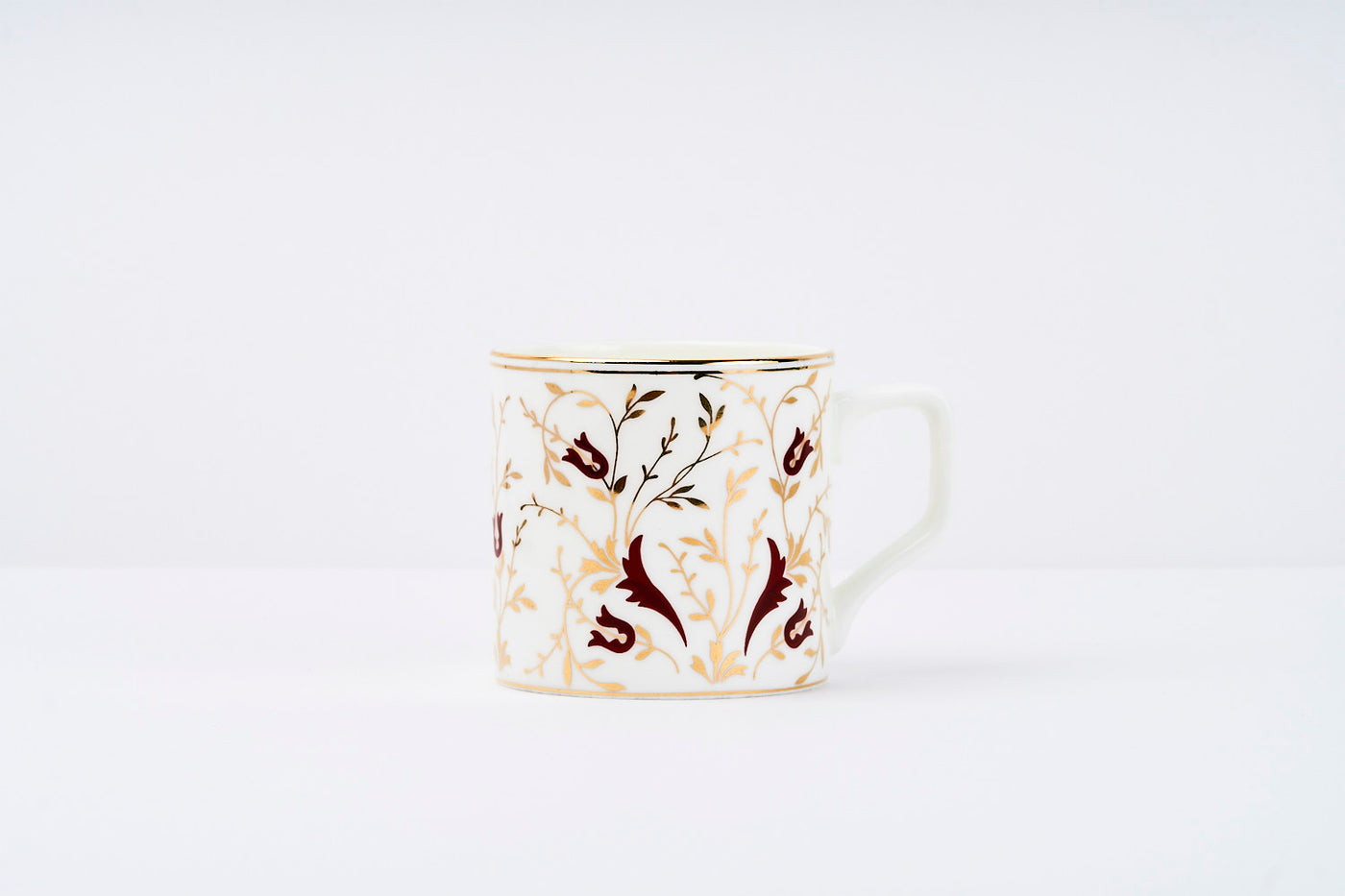 Golden Vine Tea & Coffee mugs (Maroon) – Set of 6