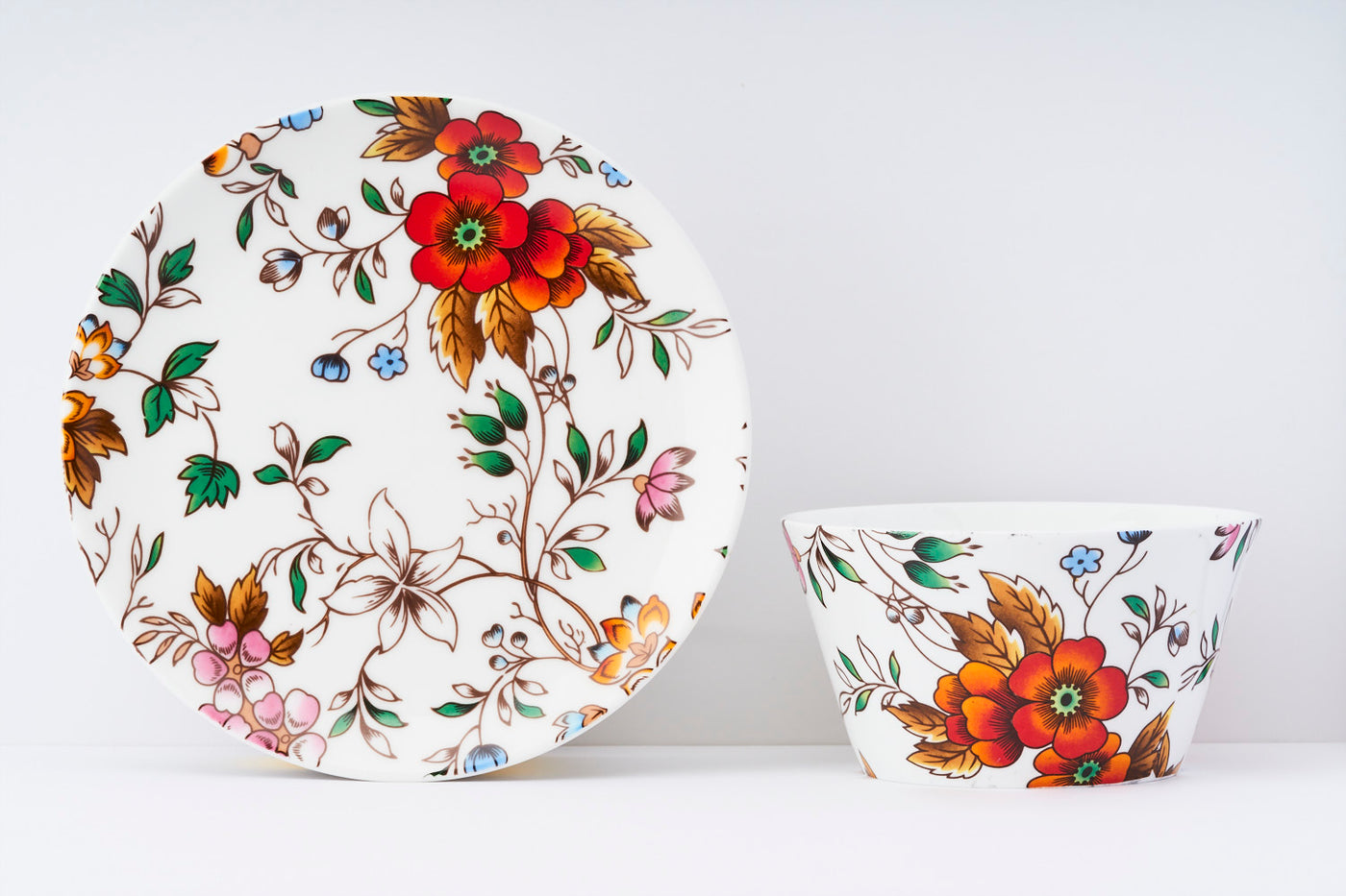 Amber Bloom Bowl & Side Plate Set