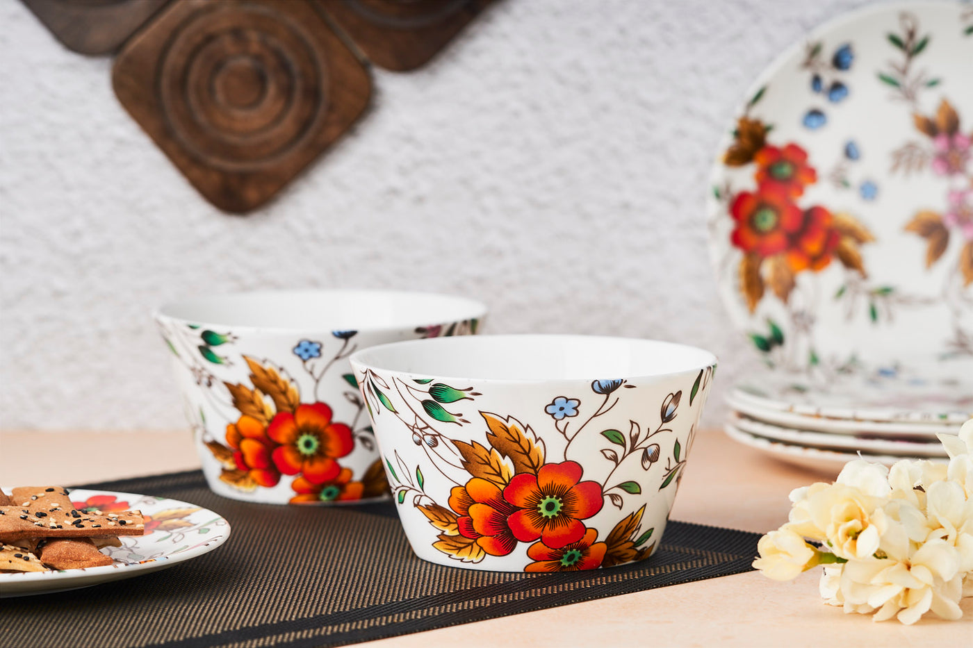 Amber Bloom Bowl & Side Plate Set