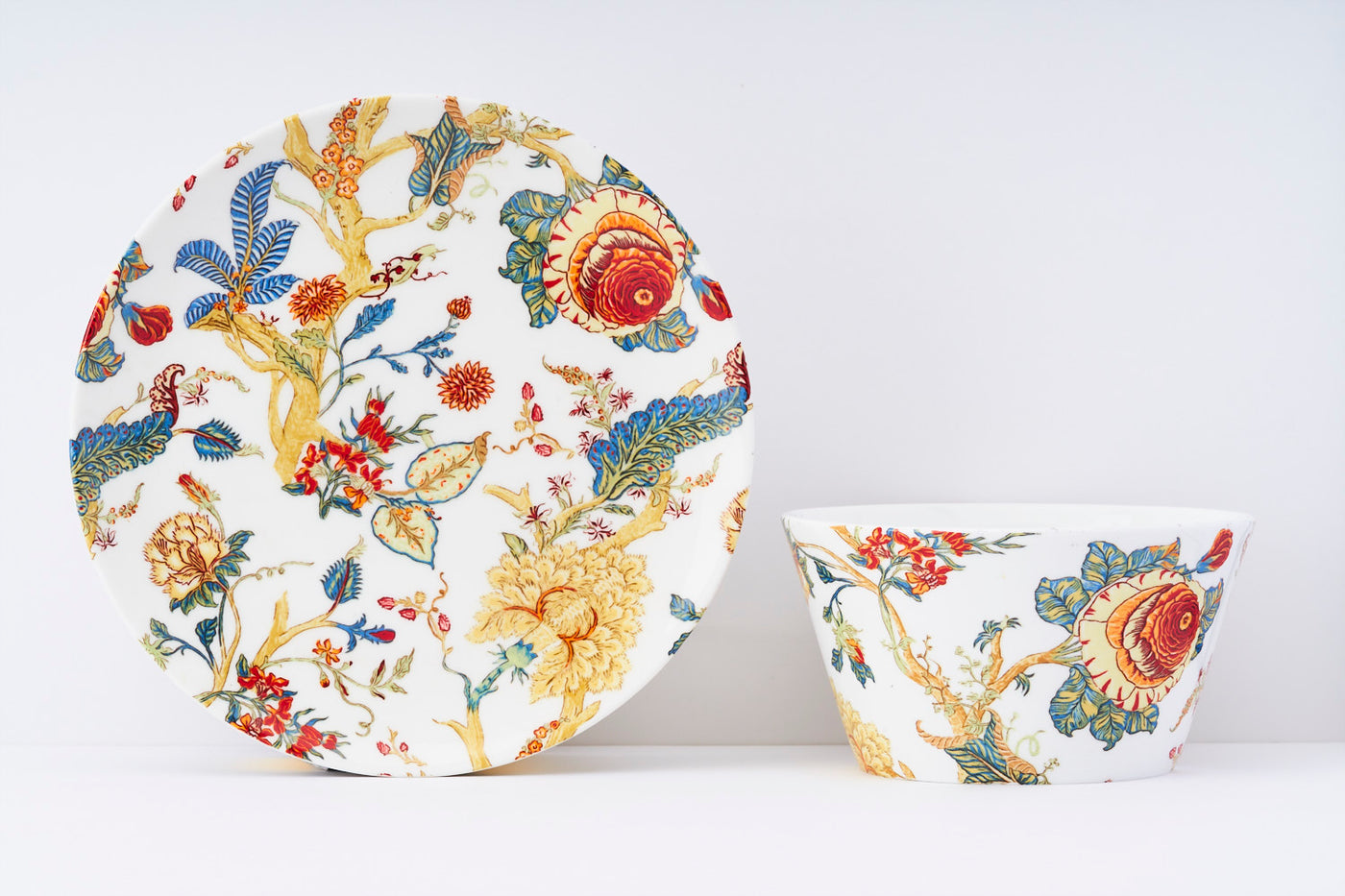 Amber Bloom Bowl & Side Plate Set