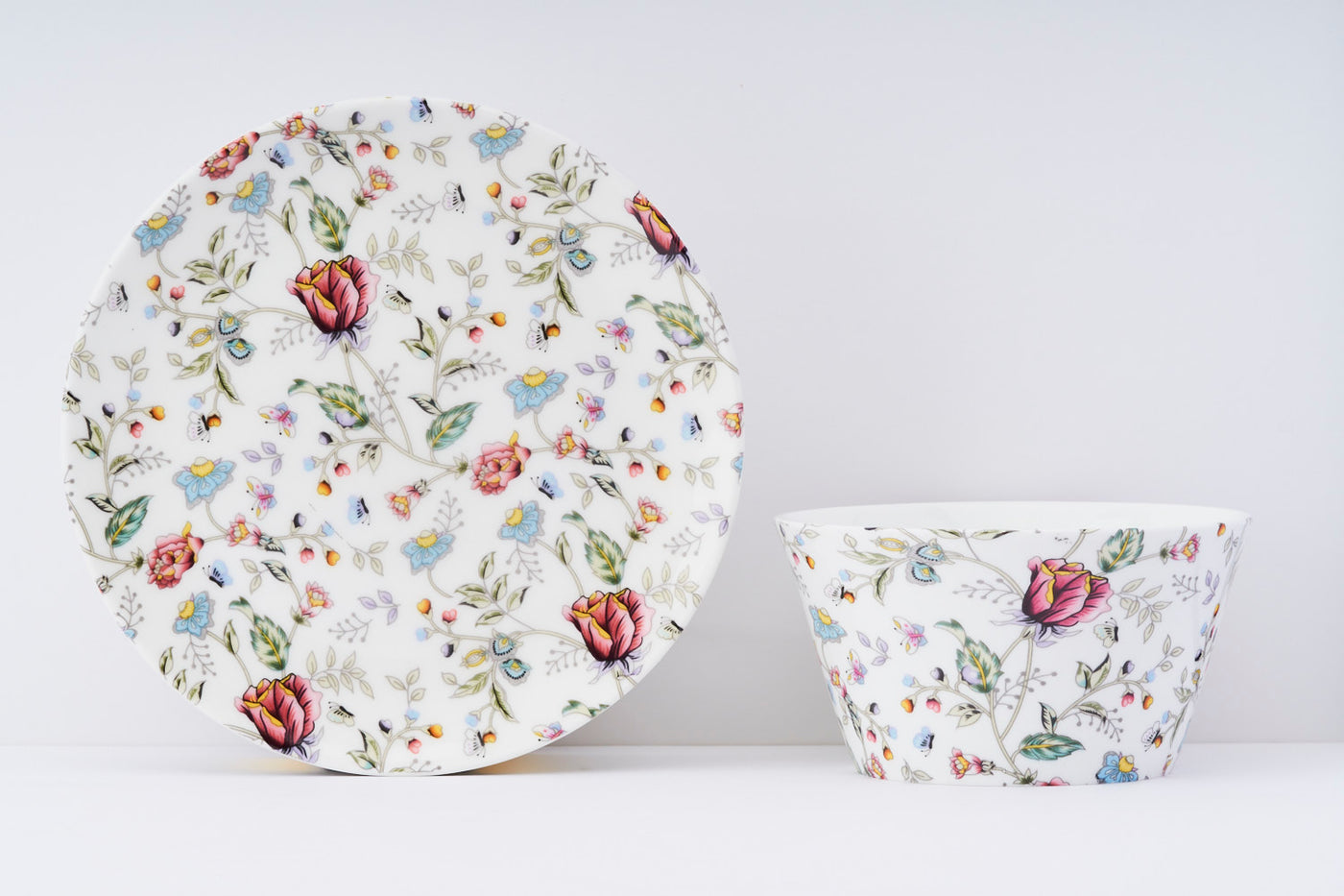 Pink Shrub Bowl & Side Plate Set