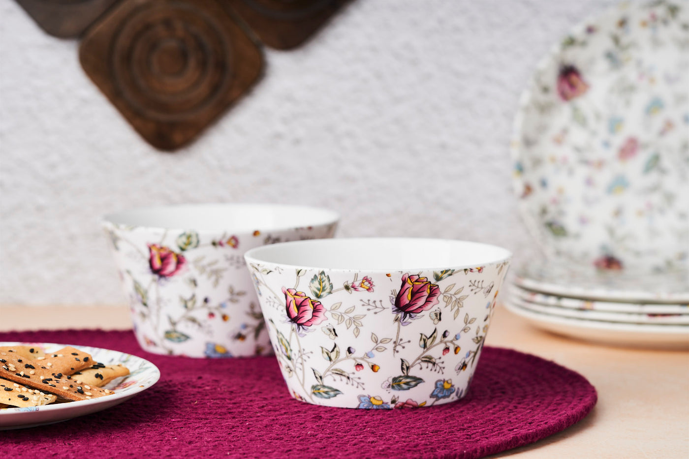 Pink Shrub Bowl & Side Plate Set