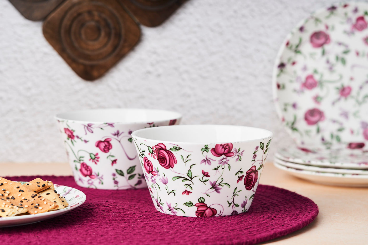 Button Rose Vine Bowl & Side Plate Set