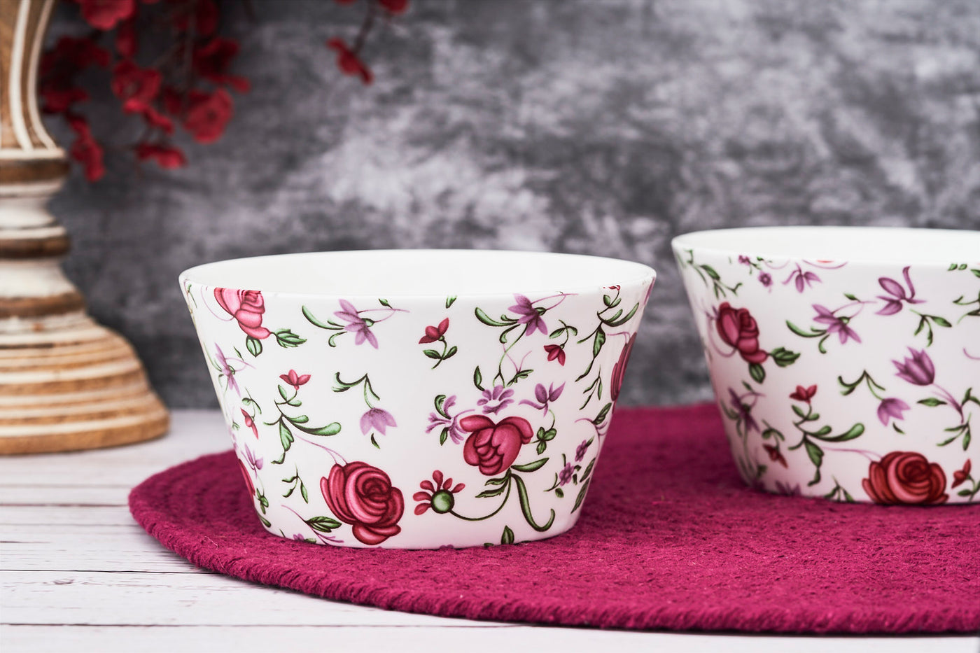 Button rose snack bowls - Set of 2