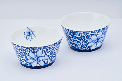 Floral Indigo snack bowls - Set of 2