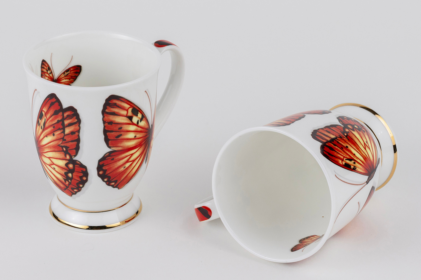 Burnt Orange Monarch Butterfly Mugs – Set of 2