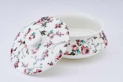 Soft Rose Trail Handi Bowl with Lid - Set of 1 (6 inch)
