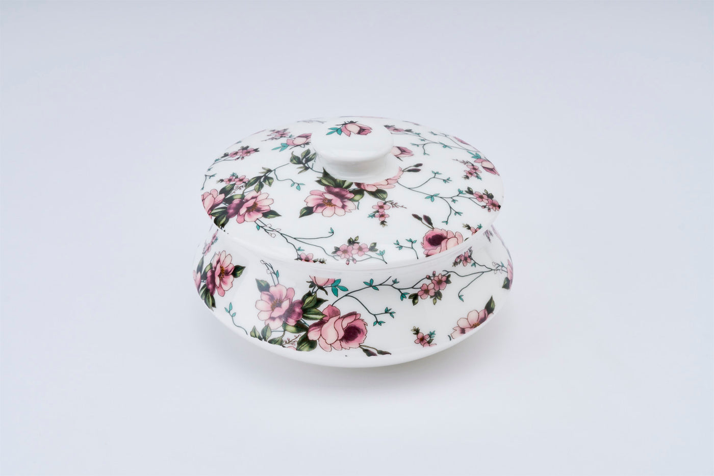 Soft Rose Trail Handi Bowl with Lid - Set of 1 (6 inch)