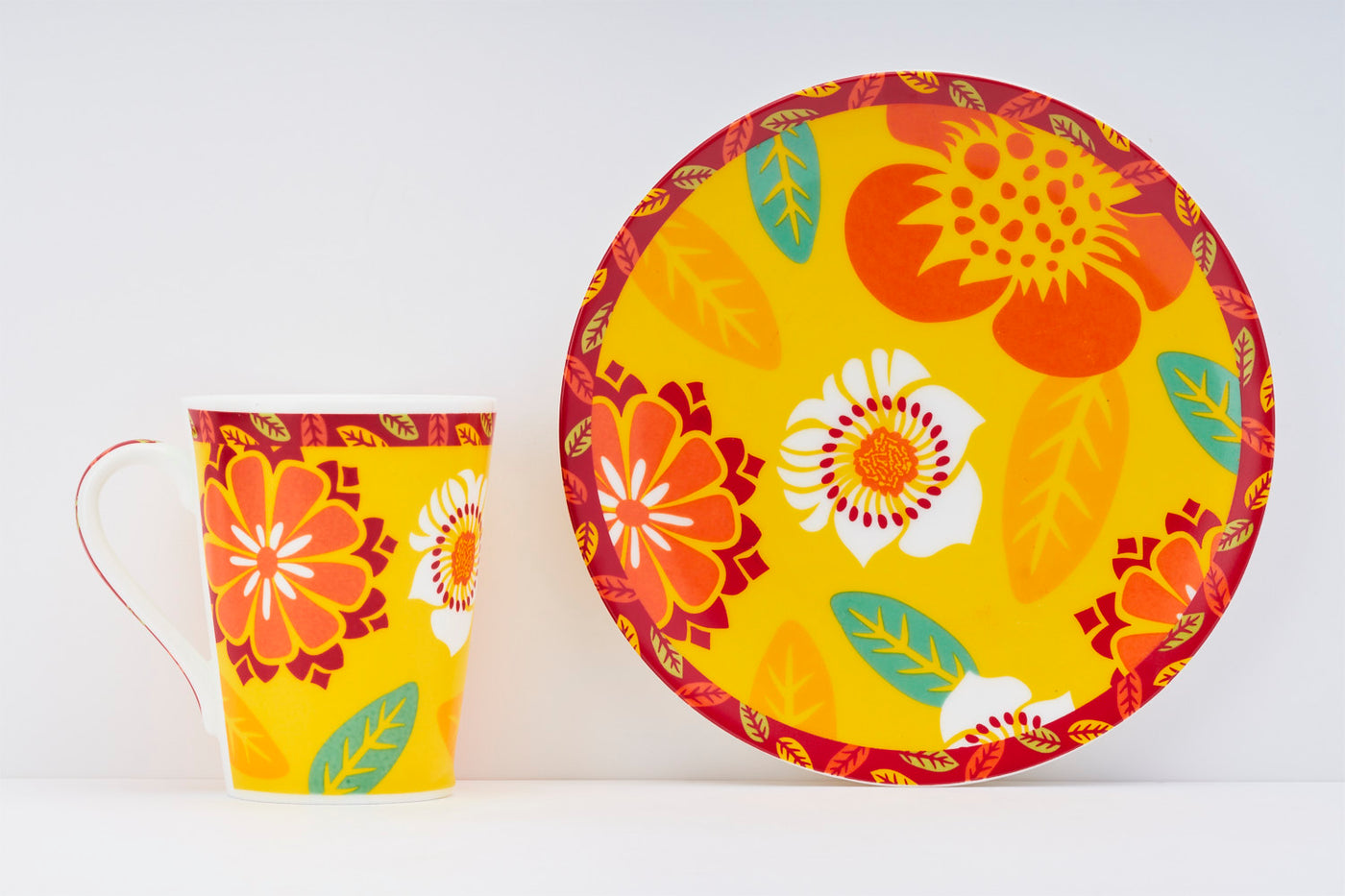 Citrus Blossom Sip & Serve Set - 4 mugs & 2 plates