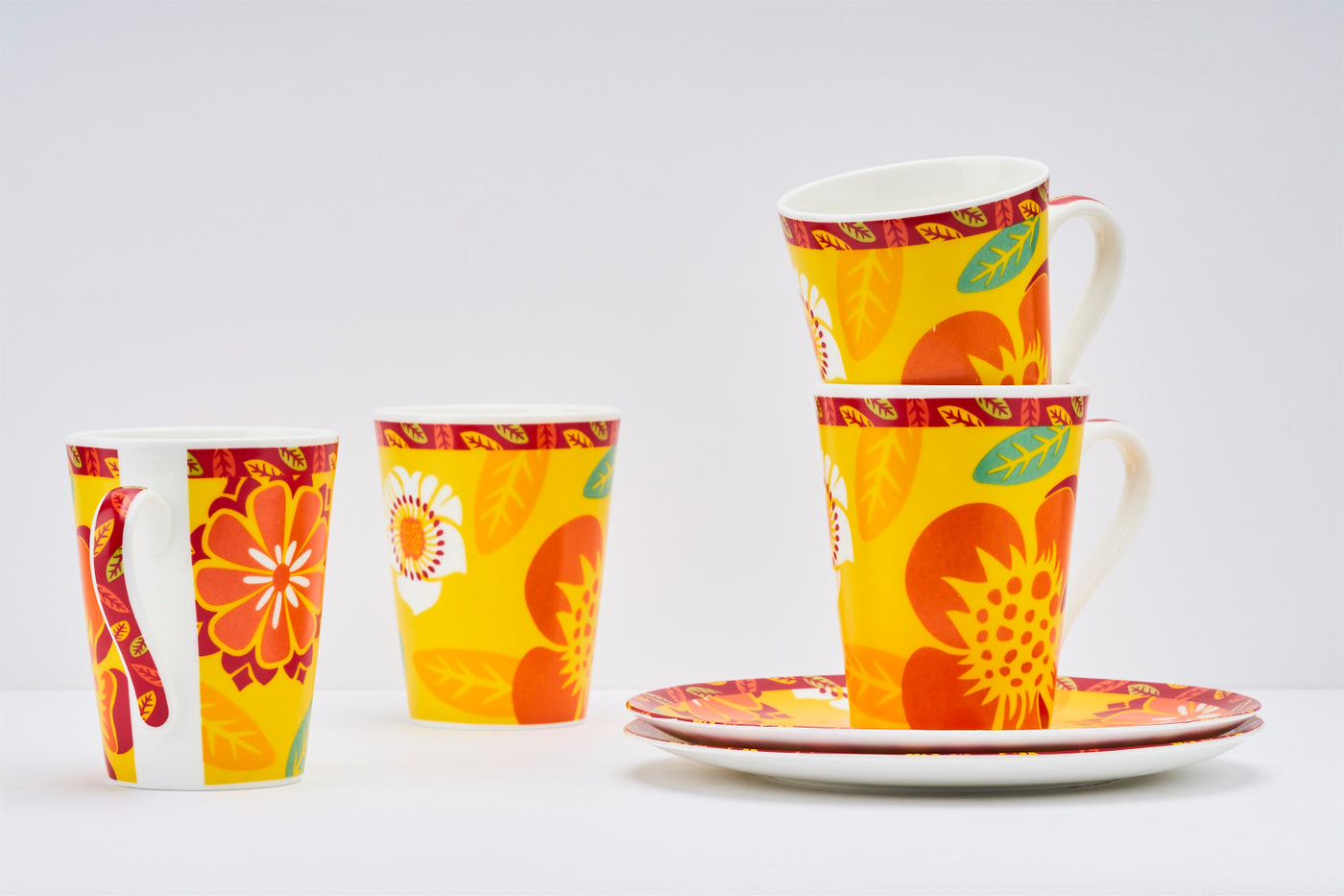 Citrus Blossom Sip & Serve Set - 4 mugs & 2 plates