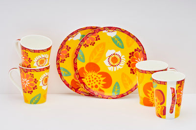 Citrus Blossom Sip & Serve Set - 4 mugs & 2 plates