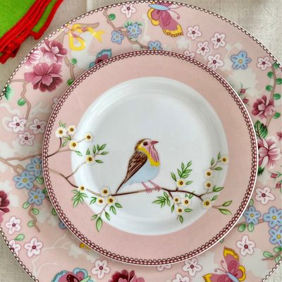 Little Birdie (Pink) snack plates - Set of 4 (7 inch each)