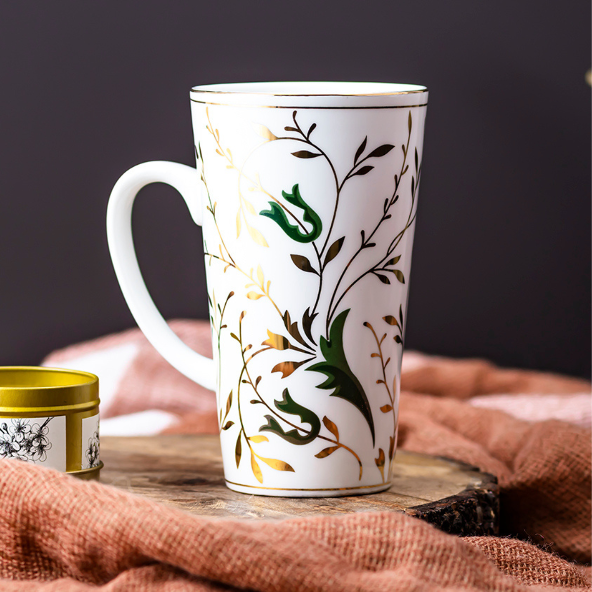 Golden Vine Tall mug (Green) – Set of 1 (500 ml)