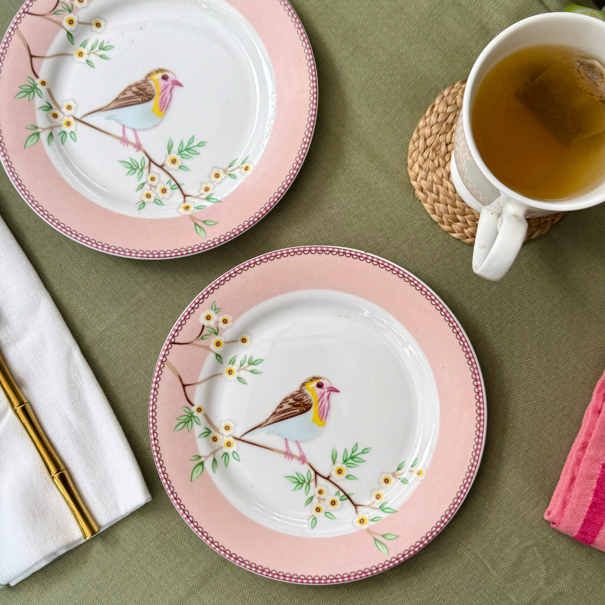 Little Birdie (Pink) snack plates - Set of 4 (7 inch each)