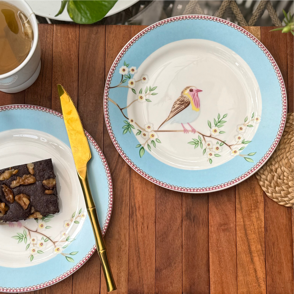 Little Birdie (Blue) snack plates - Set of 4 (7 inch each)