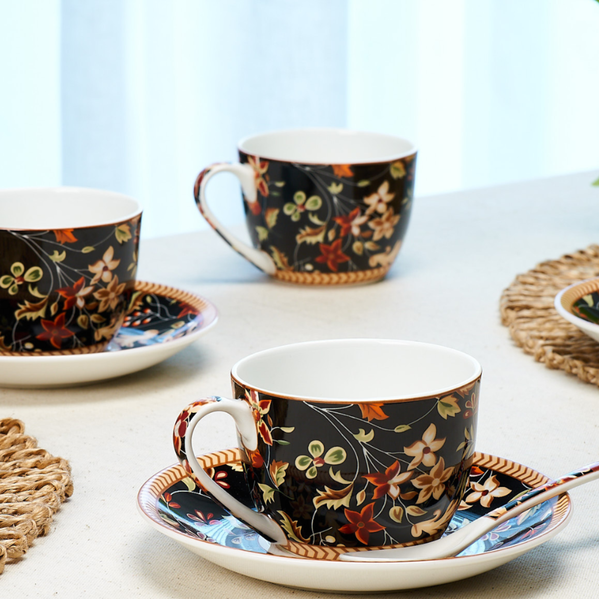 Enchanted Night Garden Cups & Saucer Set | 6 Cups, 6 Saucers & 6 Spoons