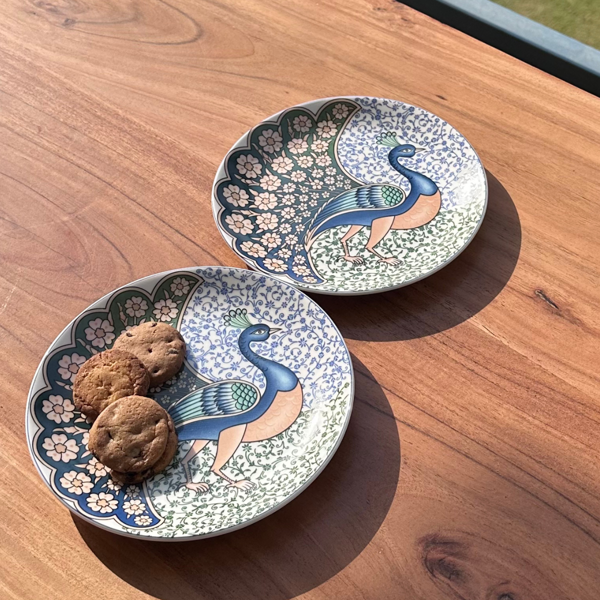 Indian Peafowl snack plates - Set of 4 (7 inch each)
