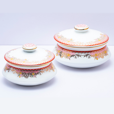 Rosa en gold Handi set with lids (24K Gold detailing)) - Set of 2