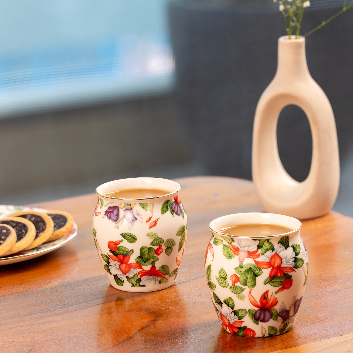Spring Whispers - Set of 6 Kulhad Tea Cups, 200ml