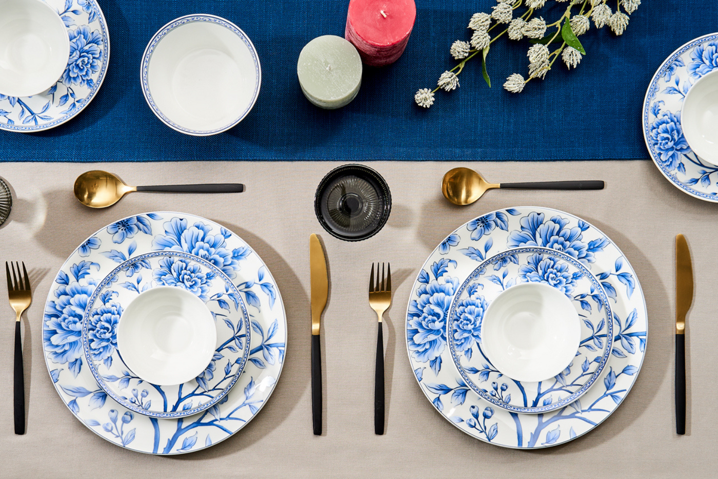 Sapphire Bloom Dinnerware Set