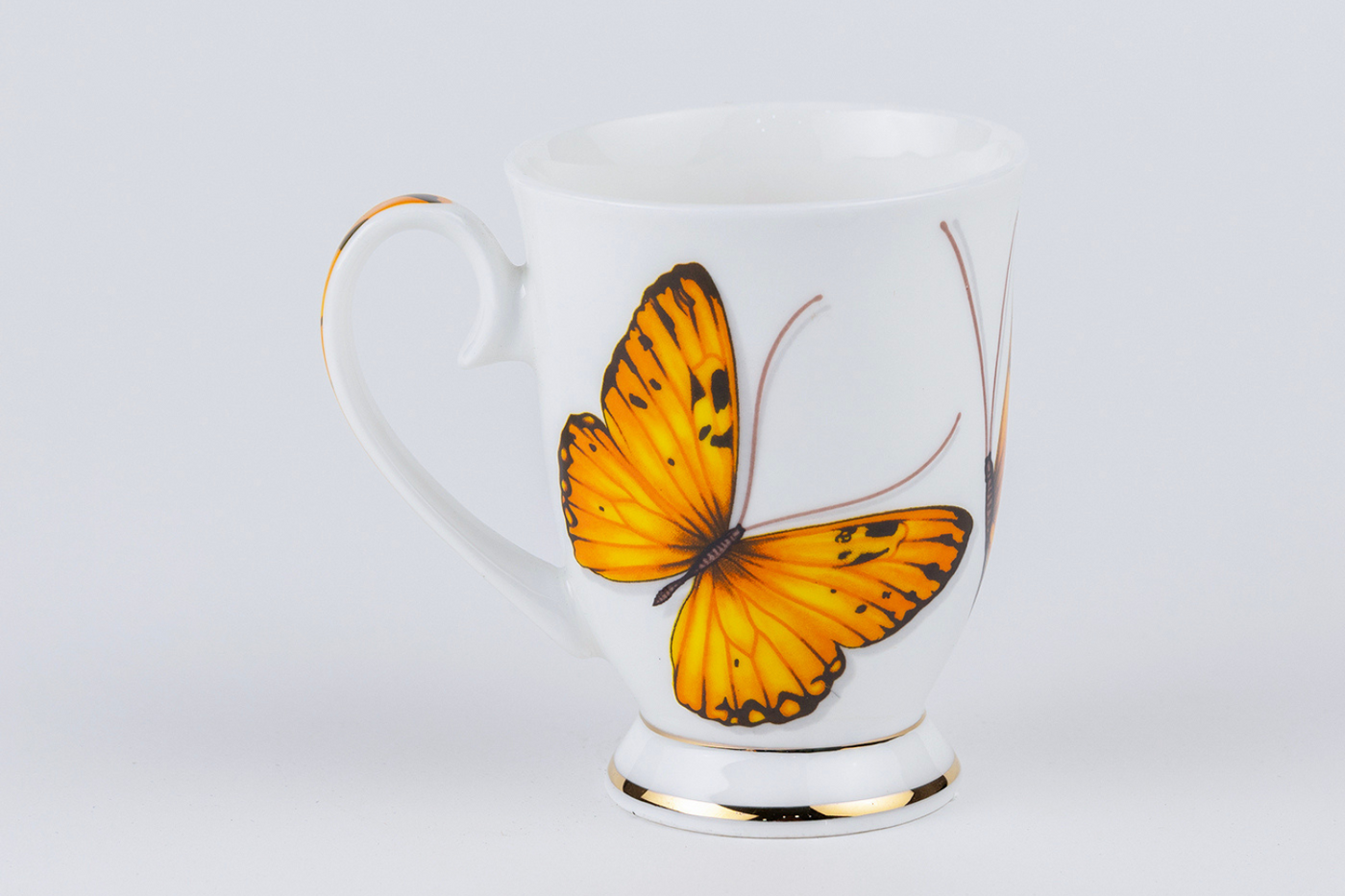 Golden Monarch Butterfly Mugs – Set of 2