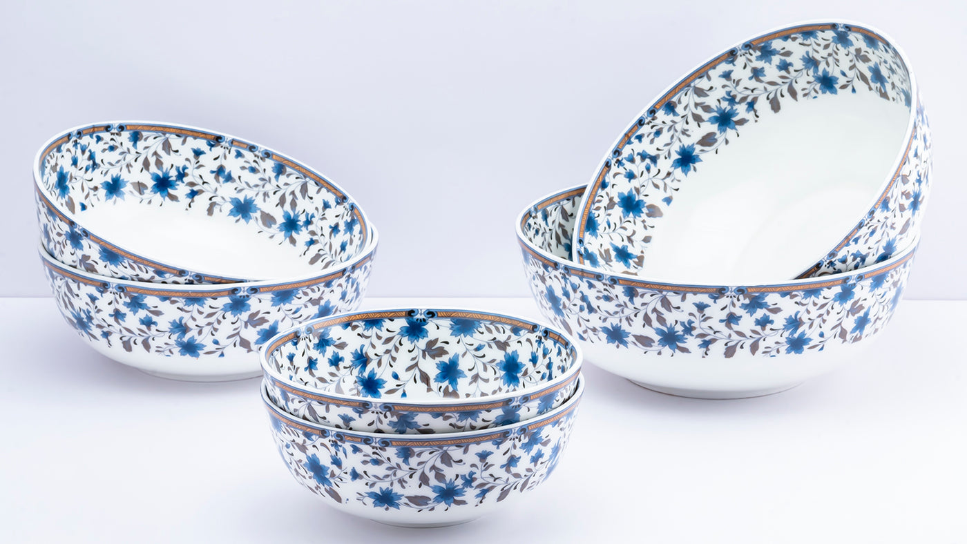 Autumn Foliage serving bowls (Blue) - Set of 3