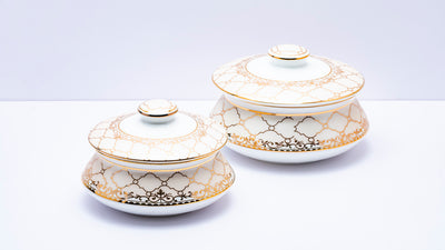 Gold mesh handi with lid - Set of 2