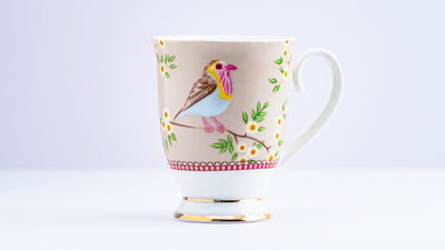 Lil Birdie footed mug (Brown), Set of 2