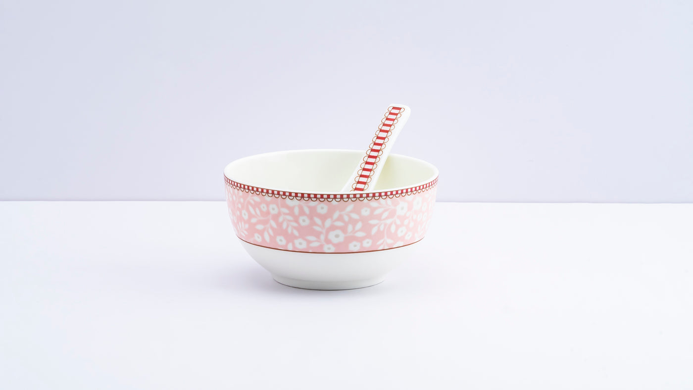 Little birdie soup set (Pink) - Set of 6 bowls & 6 spoons