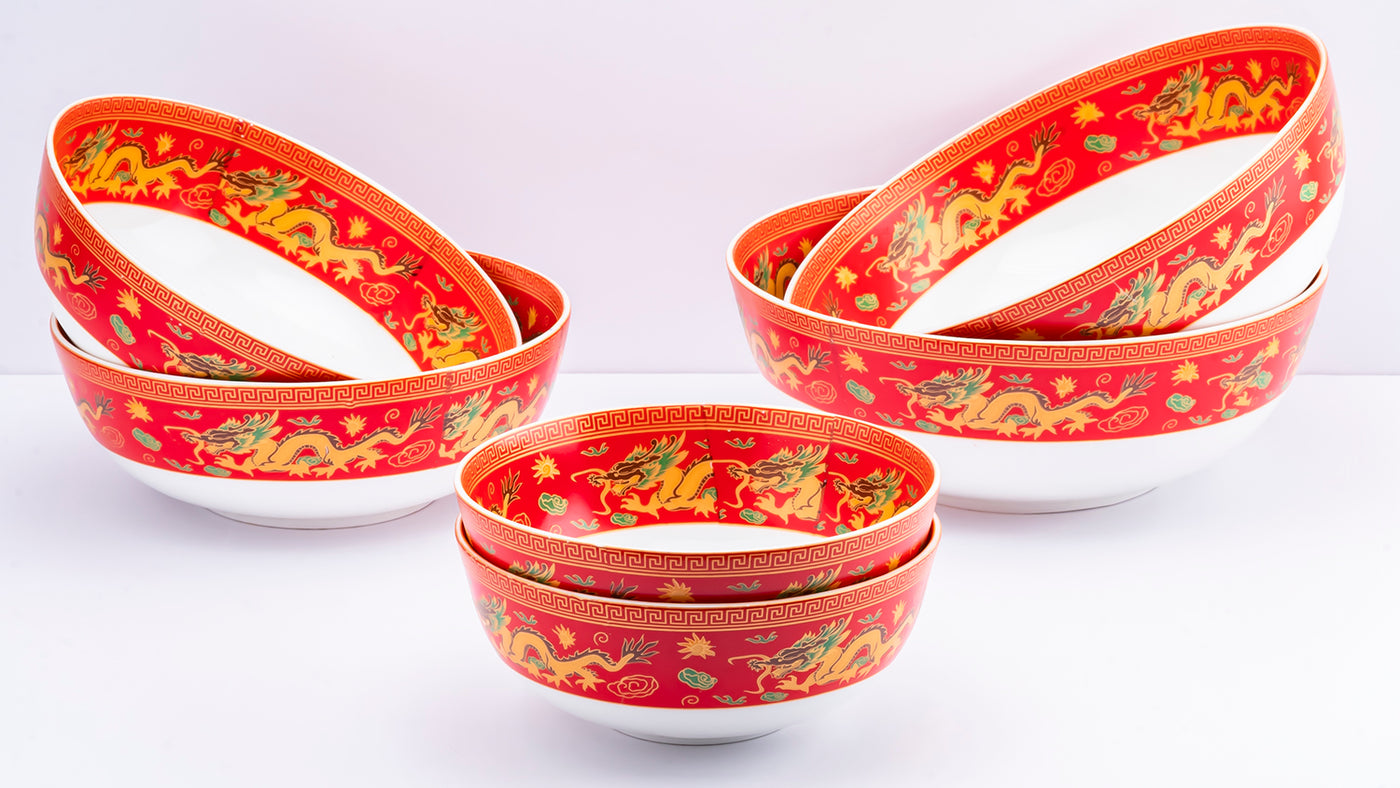 Celestial Dragons serving bowls (Red) - Set of 3