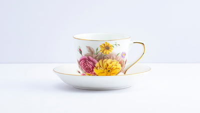 English Floral Cup & Saucer Set | 6 Cups & 6 Saucers | 170 ml