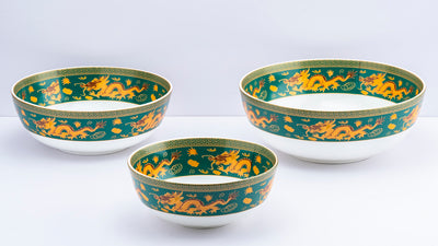 Celestial Dragons serving bowls (Green) - Set of 3