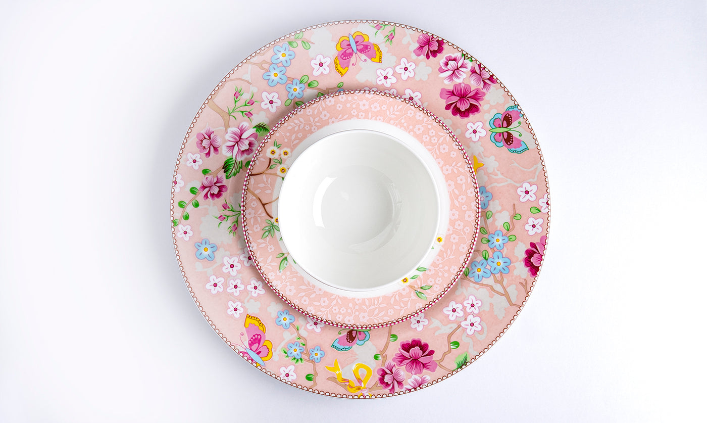 Little birdie Dinnerware (Pink) - Set of 12 pcs